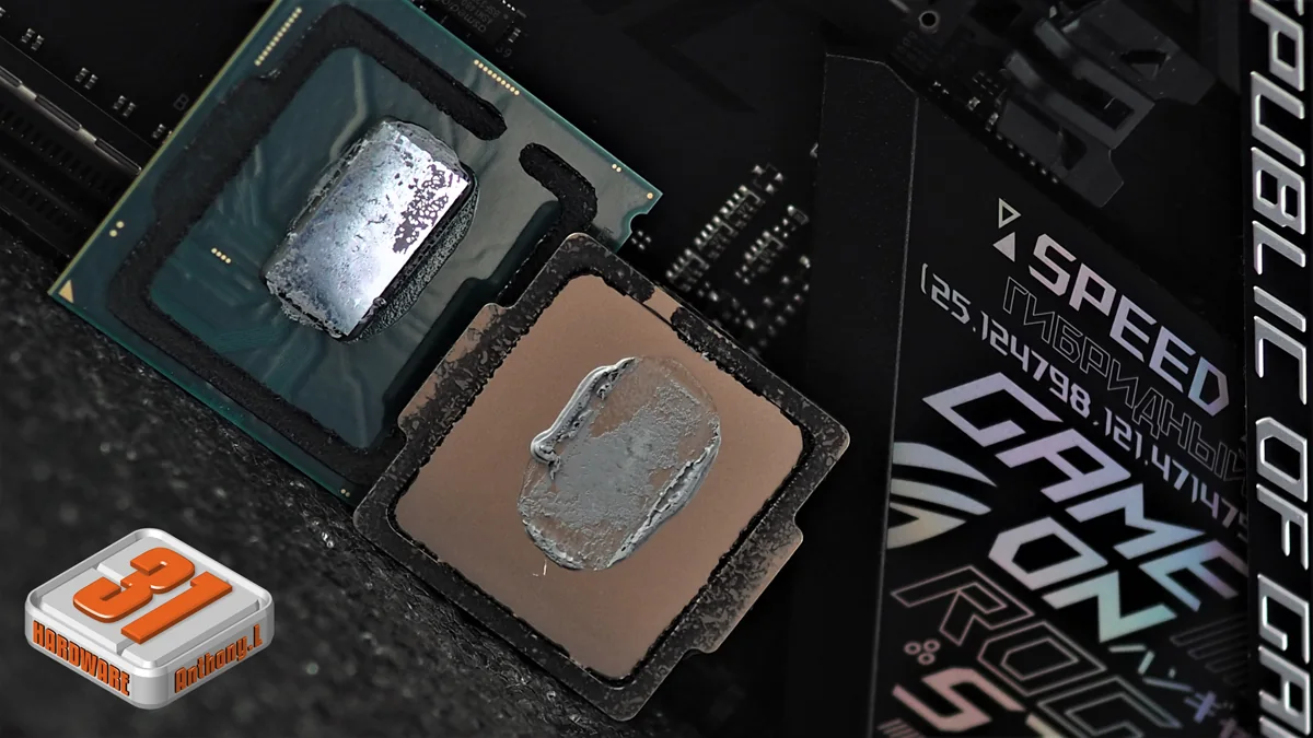 Core i7-8700K ouvert avec son IHS pour le tutoriel DELID CPU Hardware31