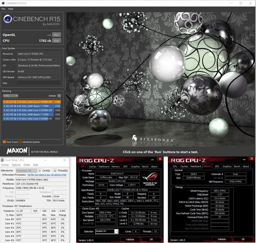 Cinebench à 5.3Ghz pour 1.50v dans notre tutoriel DELID pour décapsuler votre processeur Intel en toute sécurité