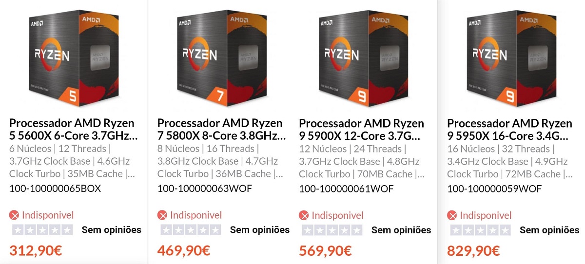 Le prix des AMD Ryzen 5000 Zen 3 au Portugal