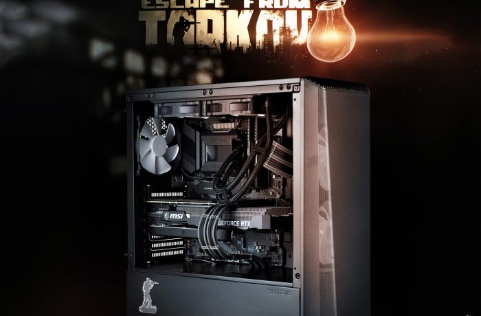 Montage client effectué avec le configurateur PC Hardware31 dans un Phanteks Eclipse P360A sur le thème d'Escape from Tarkov